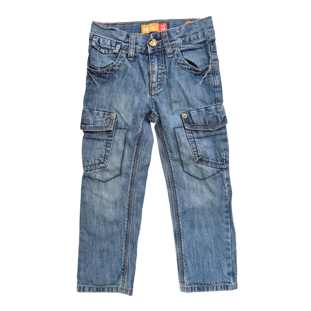 Vintage Y2K Old Navy Cargo‎ Jeans Kids 4T Blue Skinny Adjustable Waist Pants